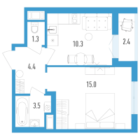 1 ккв № 72и Корп.: 4 Уч. 17 , Секция 9  в ЖК AEROCITY