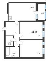 3 ккв (Евро) № 1з Корп.: 5 Уч. 18 , Секция 8  в ЖК AEROCITY
