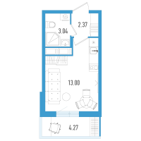 Студия № 65и Корп.: 3 Уч. 21 , Секция 9  в ЖК AEROCITY