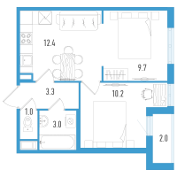 2 ккв (Евро) № 56в Корп.: 5 Уч. 18 , Секция 3  в ЖК AEROCITY
