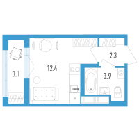 Студия № 48д Корп.: 4 Уч. 17 , Секция 5  в ЖК AEROCITY