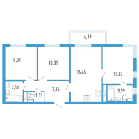 4 ккв (Евро) № 49а Корп.: 7 Уч. 23 , Секция а  в ЖК AEROCITY