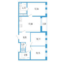 4 ккв (Евро) № 77и Корп.: 7 Уч. 23 , Секция и  в ЖК AEROCITY