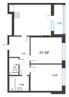 3 ккв (Евро) № 15к Корп.: 7 Уч. 23 , Секция к  в ЖК AEROCITY