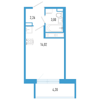 Студия № 70а Корп.: 7 Уч. 23 , Секция а  в ЖК AEROCITY