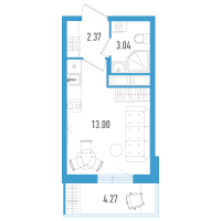 Студия № 38л Корп.: 3 Уч. 21 , Секция 11  в ЖК AEROCITY