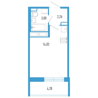 Студия № 51б Корп.: 7 Уч. 23 , Секция б  в ЖК AEROCITY