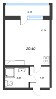 Студия № 121а Корп.: 5 Уч. 18 , Секция 1-2  в ЖК AEROCITY