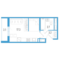 Студия № 48в Корп.: 5 Уч. 18 , Секция 3  в ЖК AEROCITY