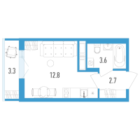 Студия № 97и Корп.: 4 Уч. 17 , Секция 9  в ЖК AEROCITY