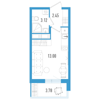 Студия № 69з Корп.: 3 Уч. 21 , Секция 8  в ЖК AEROCITY