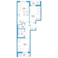 3 ккв (Евро) № 5ж Корп.: 4 Уч. 17 , Секция 7  в ЖК AEROCITY