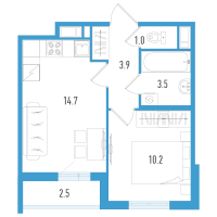 1 ккв № 83ж Корп.: 5 Уч. 18 , Секция 7  в ЖК AEROCITY