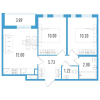 3 ккв (Евро) № 64е Корп.: 5 Уч. 18 , Секция 6  в ЖК AEROCITY