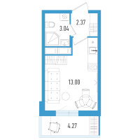 Студия № 47м Корп.: 3 Уч. 21 , Секция 12  в ЖК AEROCITY