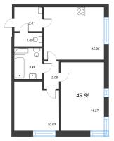 3 ккв (Евро) № 3а Корп.: 7 Уч. 23 , Секция а  в ЖК AEROCITY