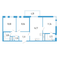 4 ккв (Евро) № 74и Корп.: 7 Уч. 23 , Секция и  в ЖК AEROCITY