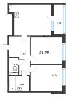 3 ккв (Евро) № 5к Корп.: 7 Уч. 23 , Секция к  в ЖК AEROCITY