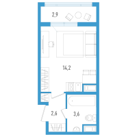 Студия № 76г Корп.: 6 Уч. 20 , Секция 4  в ЖК AEROCITY