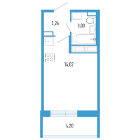 Студия № 64б Корп.: 7 Уч. 23 , Секция б  в ЖК AEROCITY