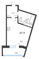 Студия № 41в Корп.: 7 Уч. 23 , Секция в  в ЖК AEROCITY