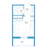 Студия № 76ж Корп.: 5 Уч. 18 , Секция 7  в ЖК AEROCITY