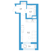 Студия № 64з Корп.: 4 Уч. 17 , Секция 8  в ЖК AEROCITY