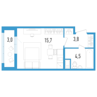 Студия № 102з Корп.: 6 Уч. 20 , Секция 8  в ЖК AEROCITY