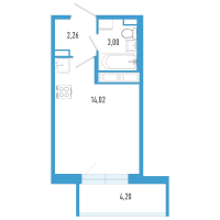 Студия № 68а Корп.: 7 Уч. 23 , Секция а  в ЖК AEROCITY