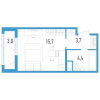 Студия № 92з Корп.: 6 Уч. 20 , Секция 8  в ЖК AEROCITY