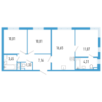 4 ккв (Евро) № 1а Корп.: 7 Уч. 23 , Секция а  в ЖК AEROCITY