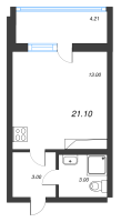 Студия № 53а Корп.: 5 Уч. 18 , Секция 1-2  в ЖК AEROCITY