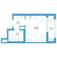 Студия № 85и Корп.: 4 Уч. 17 , Секция 9  в ЖК AEROCITY