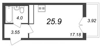 Студия № 65д Корп.: 2 Уч. 22 , Секция 5  в ЖК AEROCITY