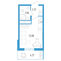 Студия № 65л Корп.: 3 Уч. 21 , Секция 11  в ЖК AEROCITY