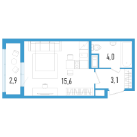 Студия № 108з Корп.: 6 Уч. 20 , Секция 8  в ЖК AEROCITY