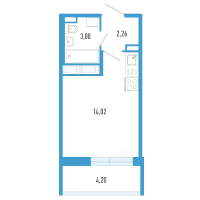 Студия № 75в Корп.: 7 Уч. 23 , Секция в  в ЖК AEROCITY