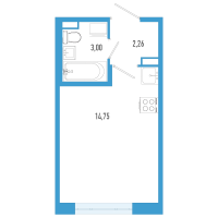 Студия № 3б Корп.: 7 Уч. 23 , Секция б  в ЖК AEROCITY