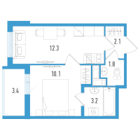 1 ккв № 68в Корп.: 5 Уч. 18 , Секция 3  в ЖК AEROCITY