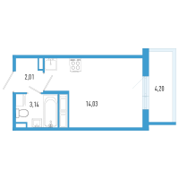 Студия № 66а Корп.: 7 Уч. 23 , Секция а  в ЖК AEROCITY