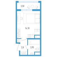 Студия № 55в Корп.: 6 Уч. 20 , Секция 3  в ЖК AEROCITY