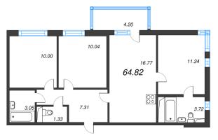 4 ккв (Евро) № 11и Корп.: 7 Уч. 23 , Секция и  в ЖК AEROCITY