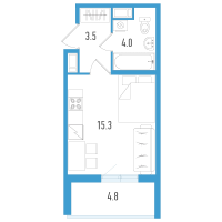 Студия № 58ж Корп.: 5 Уч. 18 , Секция 7  в ЖК AEROCITY