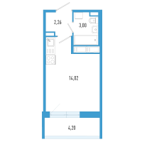 Студия № 76в Корп.: 7 Уч. 23 , Секция в  в ЖК AEROCITY