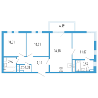 4 ккв (Евро) № 65а Корп.: 7 Уч. 23 , Секция а  в ЖК AEROCITY