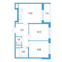 3 ккв (Евро) № 70к Корп.: 7 Уч. 23 , Секция к  в ЖК AEROCITY
