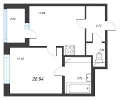 1 ккв № 63и Корп.: 7 Уч. 23 , Секция и  в ЖК AEROCITY