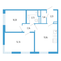 3 ккв (Евро) № 6в Корп.: 7 Уч. 23 , Секция в  в ЖК AEROCITY