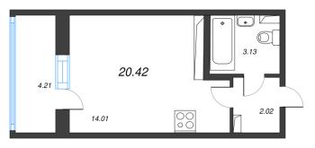 Студия № 43и Корп.: 7 Уч. 23 , Секция и  в ЖК AEROCITY