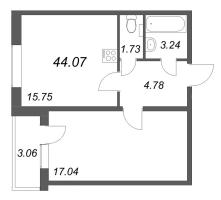 2 ккв (Евро) № 50 Корп.: 4 , Секция 4  в ЖК АРО